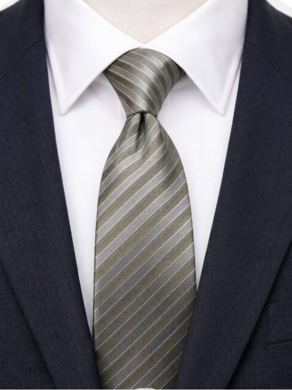 Clericci Gray Silver Diagonal Stripe Tie Textured Satin Polyester Woven Classic